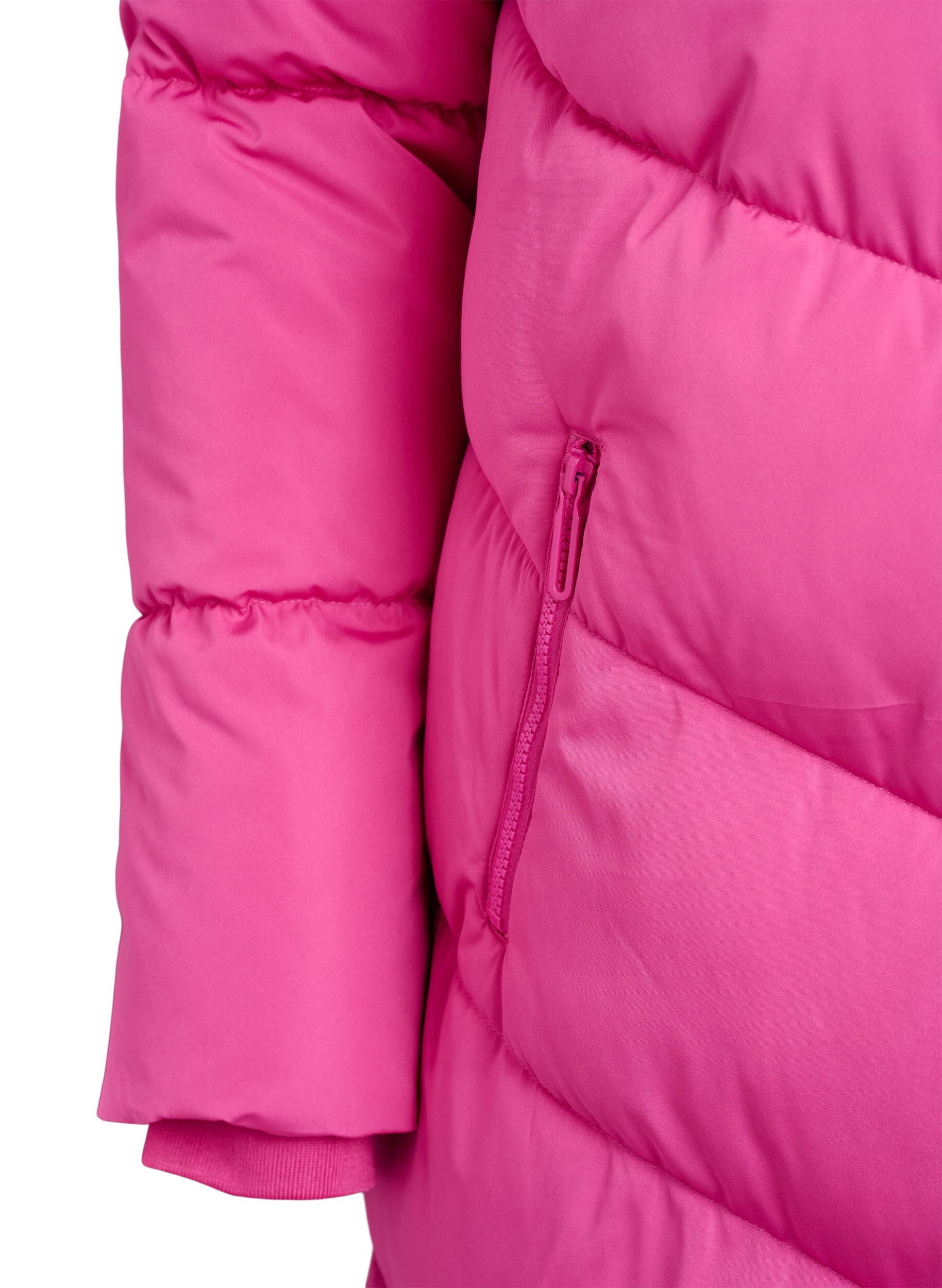 ZizziLanger Puffermantel mit Kapuze und Taschen, Rot, Packshot image number 3