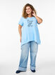 T-shirt &agrave; col rond et coupe &eacute;vas&eacute;e, Bleu, Model image number 1