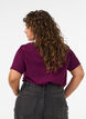 T-shirt en coton bio avec inscription en velours, Violet, Model image number 2