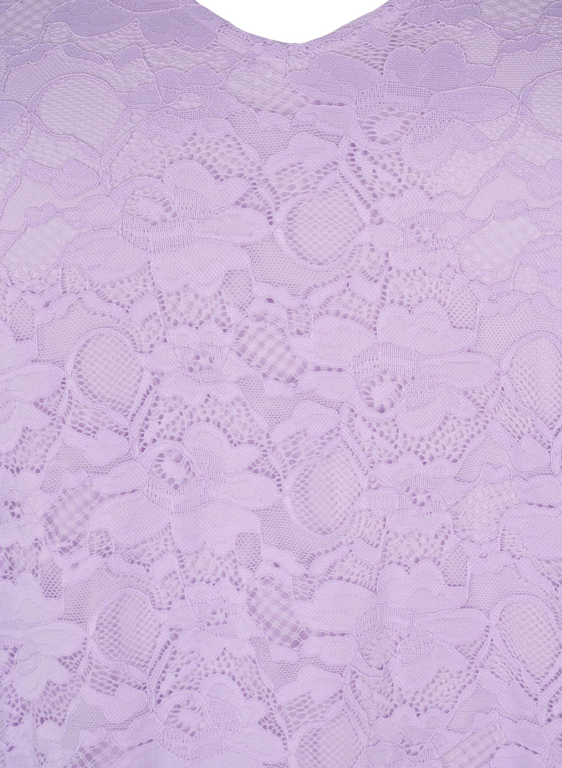 Zizzi Spitzenkleid mit 3/4-&Auml;rmeln, Lavendula, Packshot image number 2
