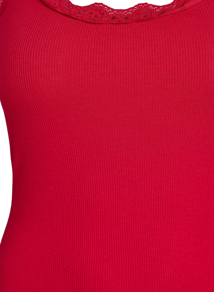 Haut avec bordure en dentelle, Rouge, Packshot image number 2