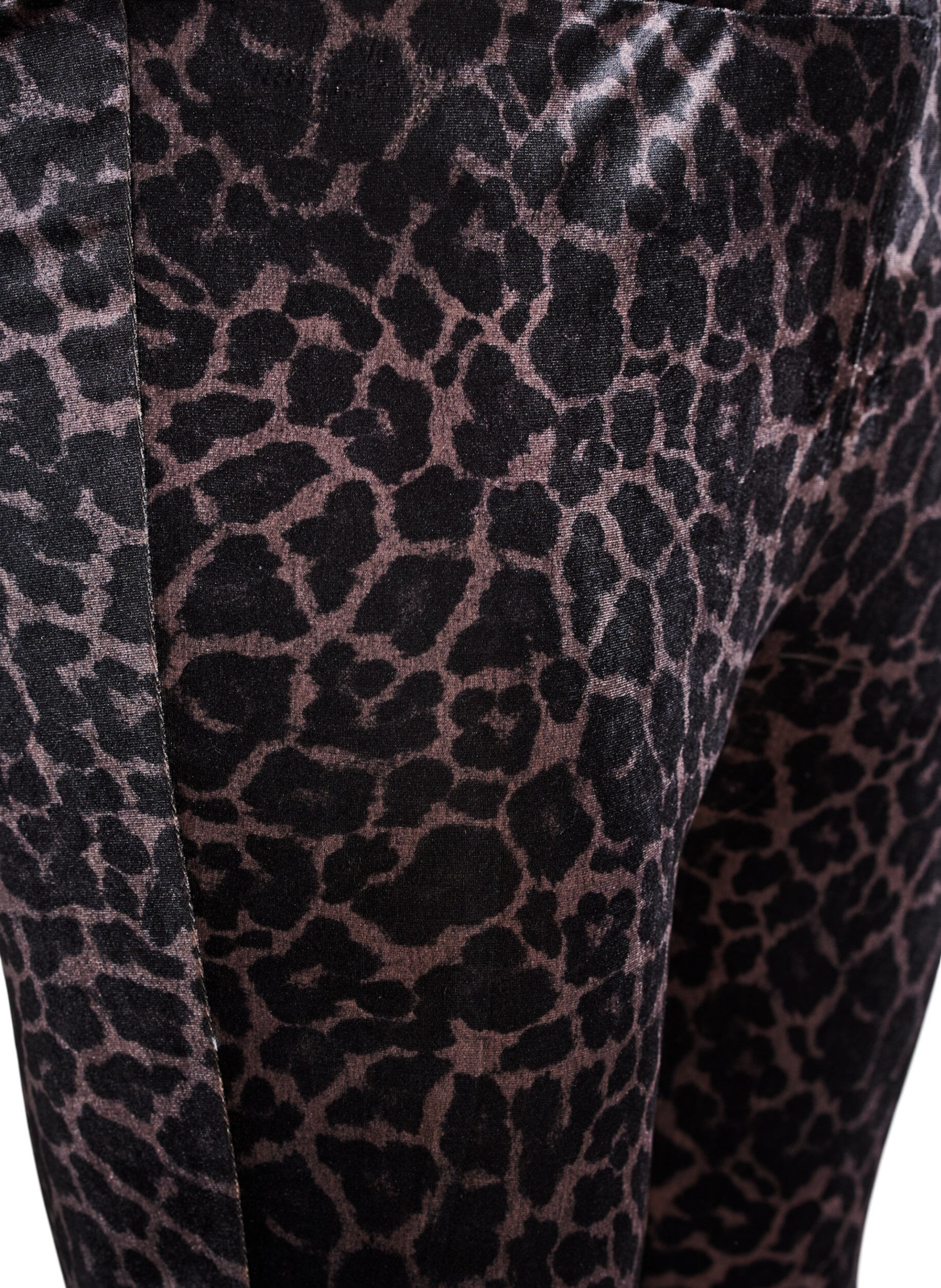 Zizzi Leggings aus Velours mit Leopardenmuster, Braun, Packshot image number 2