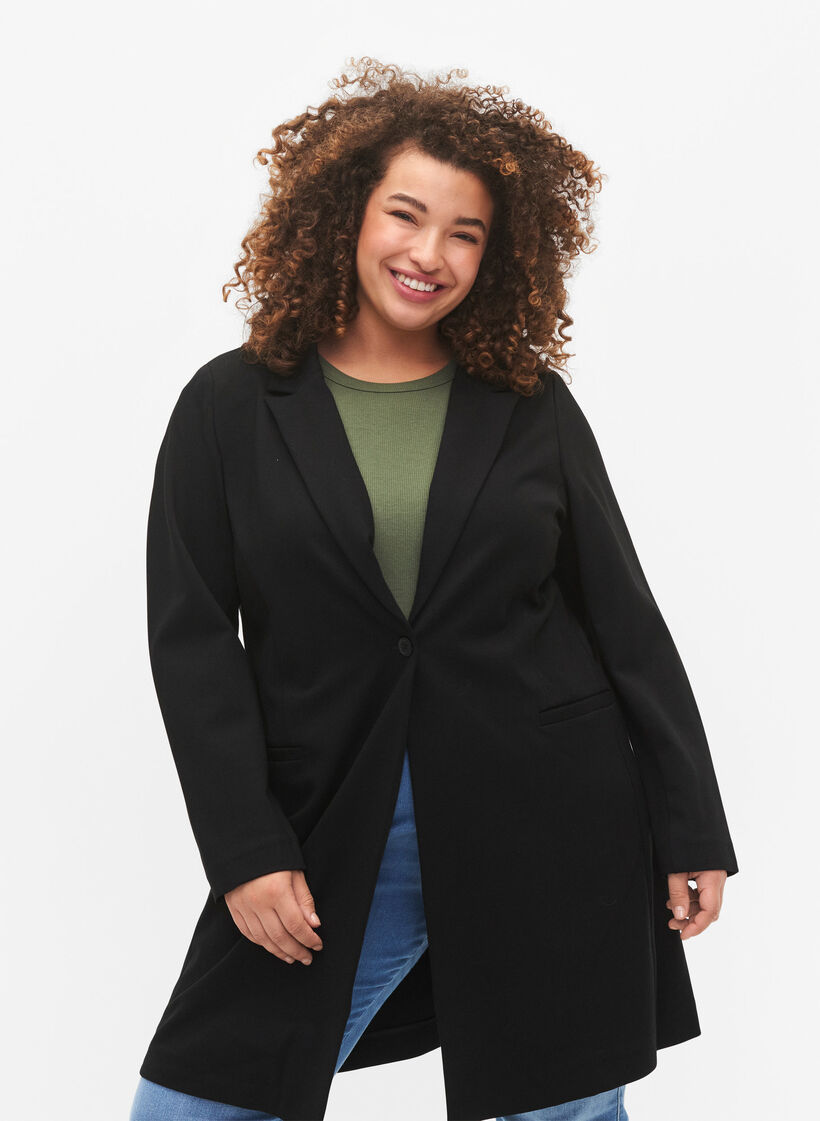 Blazer long, Black, Model image number 2