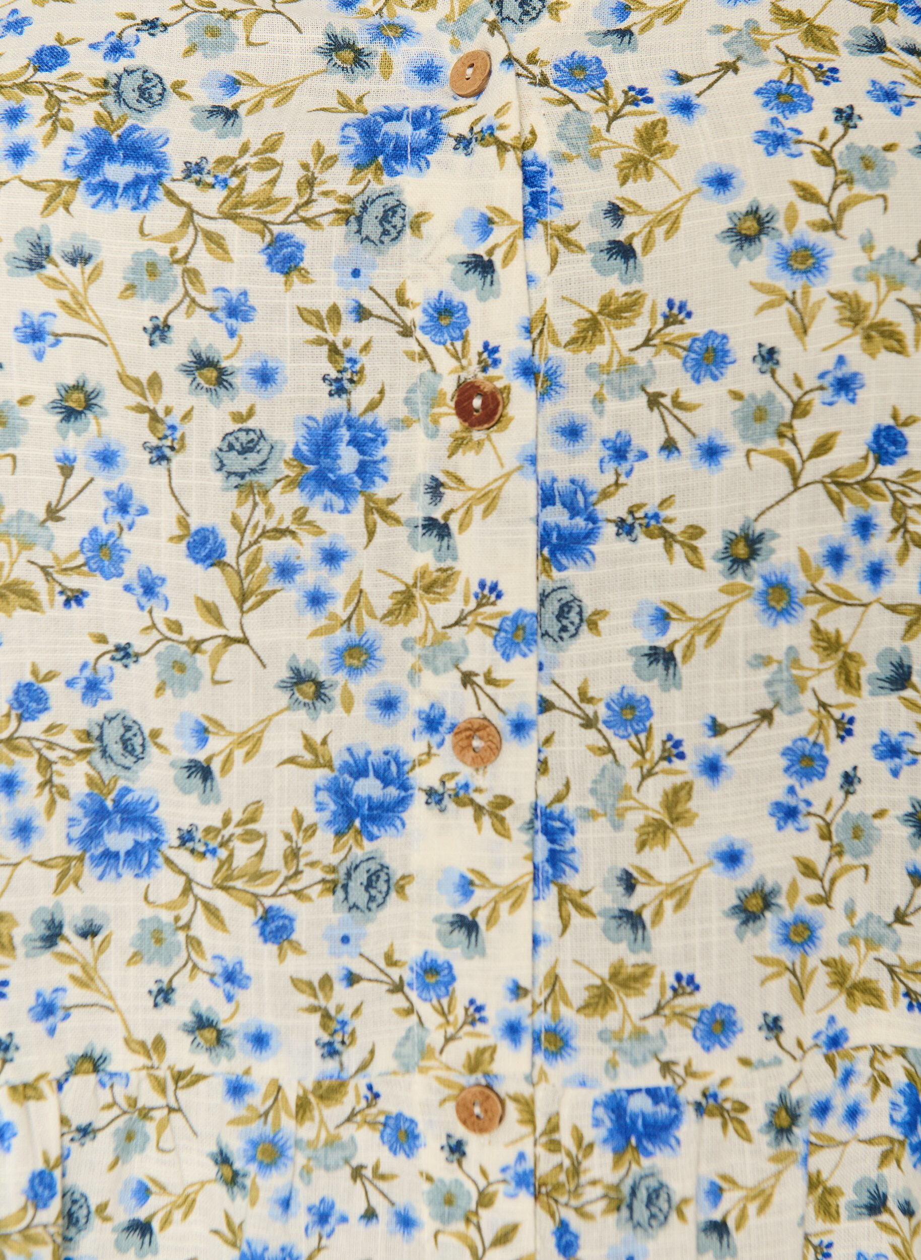 ZizziBaumwoll-Midikleid mit Blumenprint, Blau, Packshot image number 2