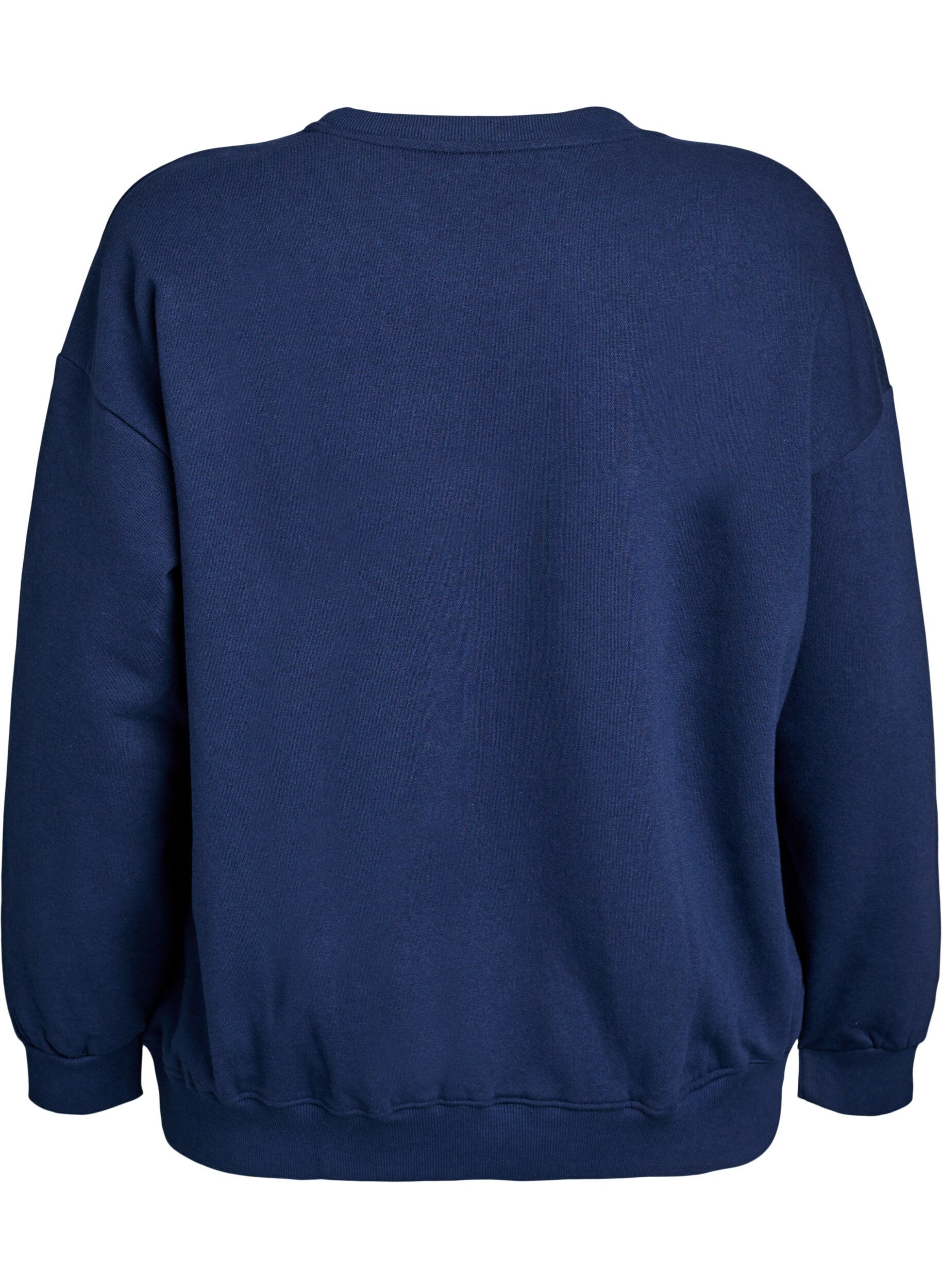 Zizzi Sweat-shirt avec imprim&eacute; texte, Bleu, Packshot image number 1