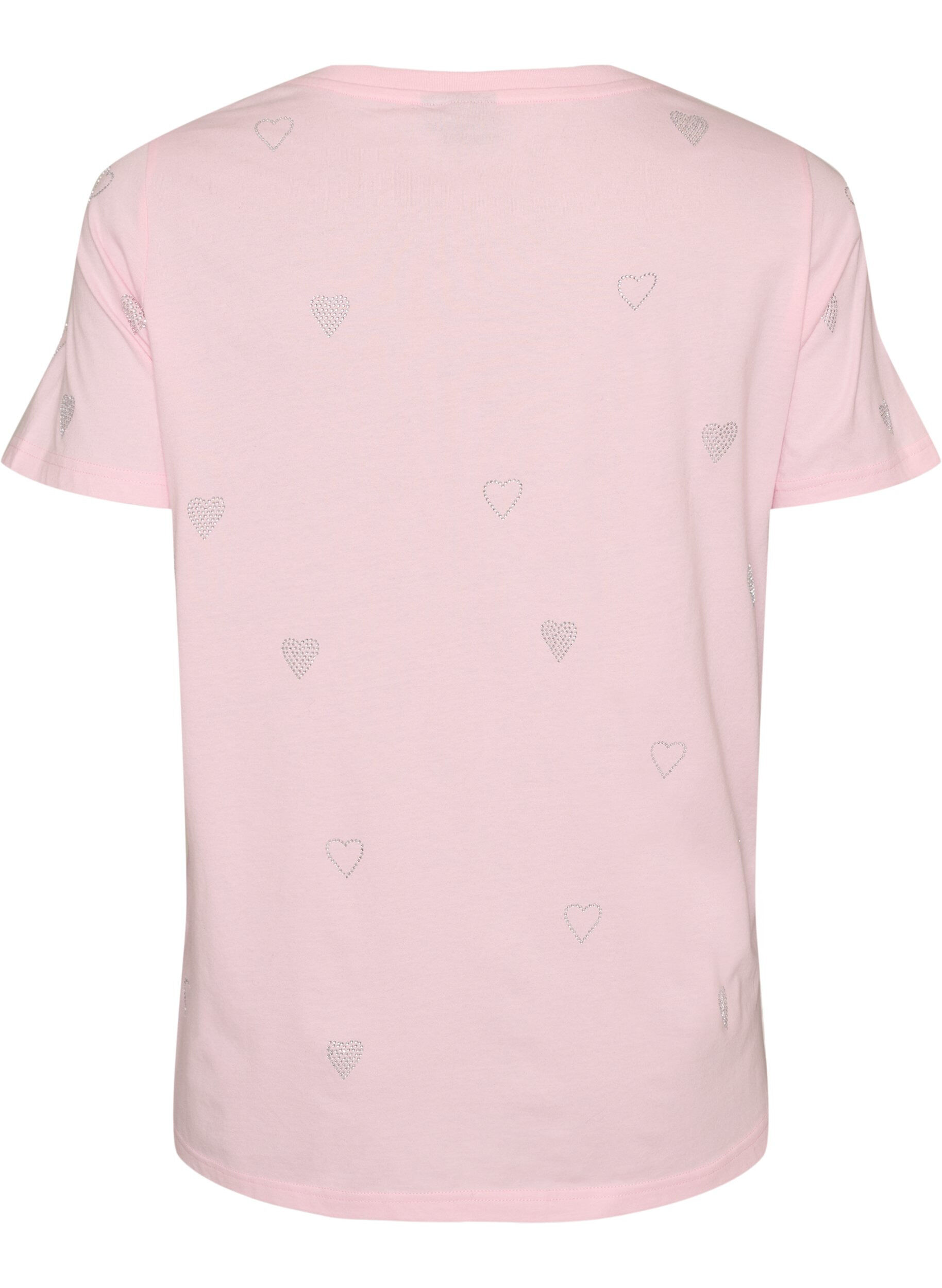 ZizziT-shirt en coton bio avec des c&oelig;urs, Rose, Packshot image number 1