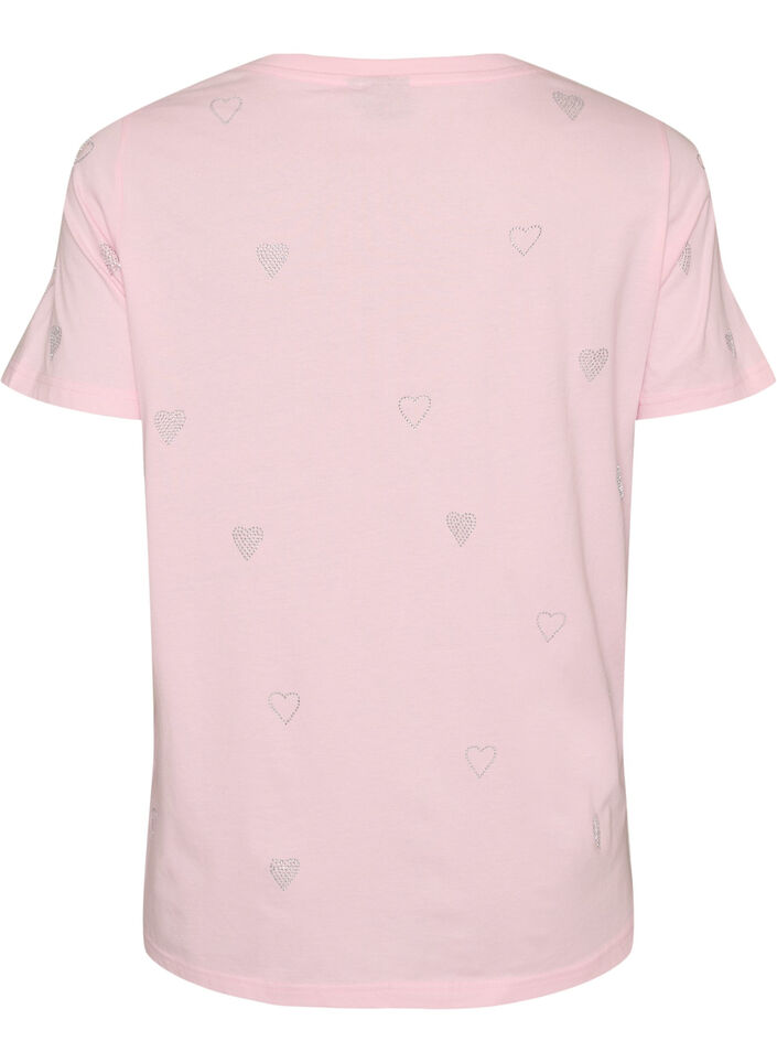 T-shirt en coton bio avec des c&oelig;urs, Rose, Packshot image number 1