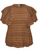 Blouse avec texture smock&eacute;e et manches &agrave; volants, Marron, Packshot image number 0