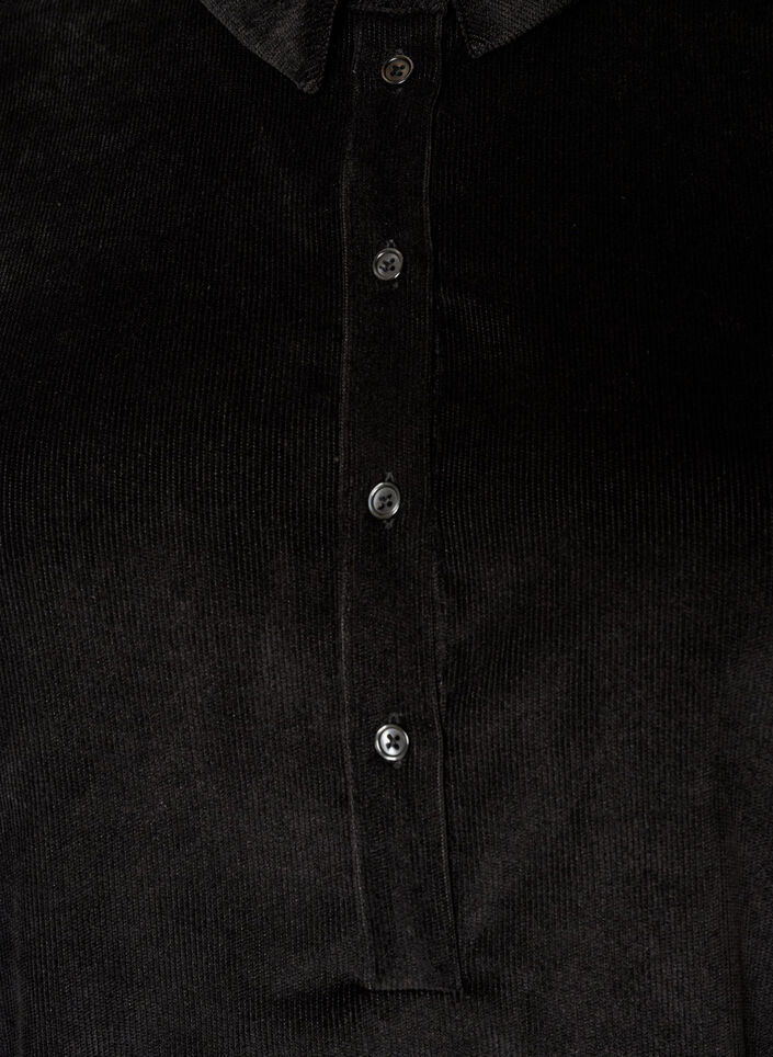 Robe chemise en velours c&ocirc;tel&eacute; avec col et fermeture boutonn&eacute;e, Noir, Packshot image number 2