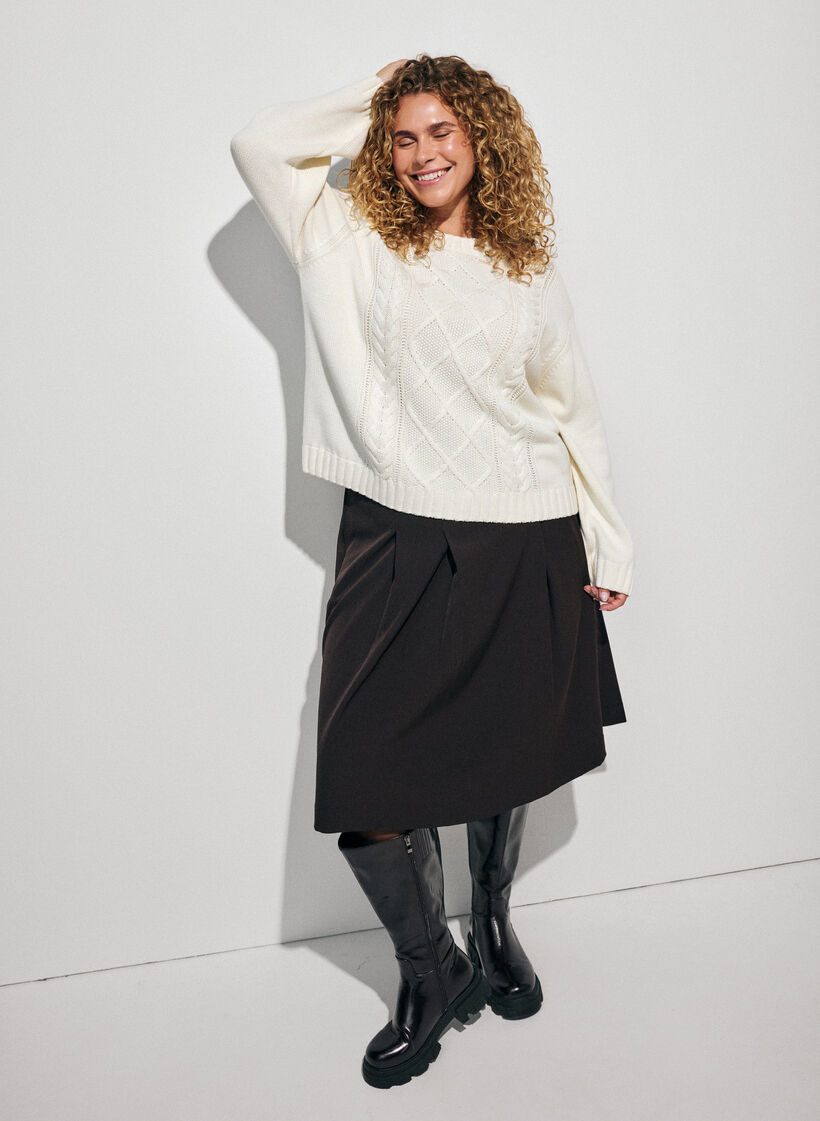 Pull &agrave; torsades, Vanille, Model image number 1