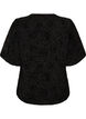 Blouse avec motif floral et manches ballon, Noir, Packshot image number 1