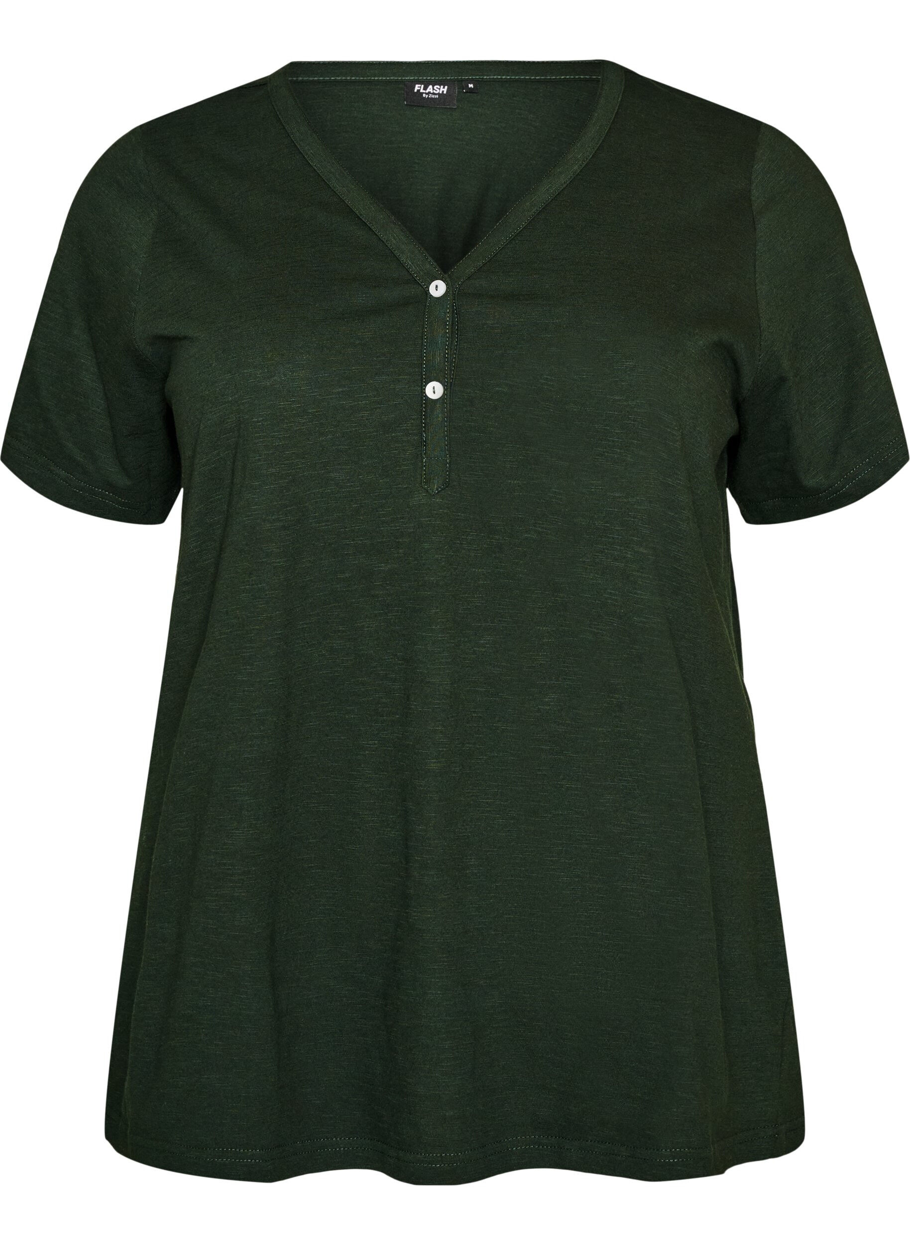 ZizziT-shirt dot&eacute; de boutons, Vert fonc&eacute;, Packshot image number 0