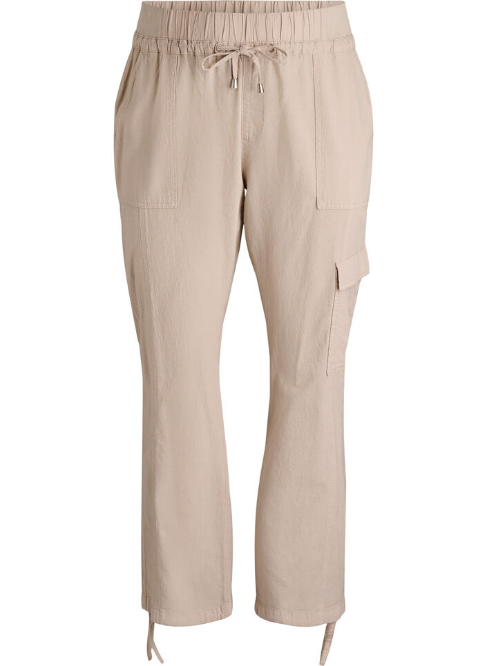 Pantalon cargo ample en coton, Beige, Packshot image number 0