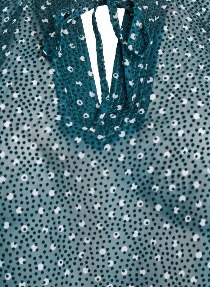 Bluse aus Chiffon mit Rüschendetails und kleinen Punkten, Grün, Packshot image number 2