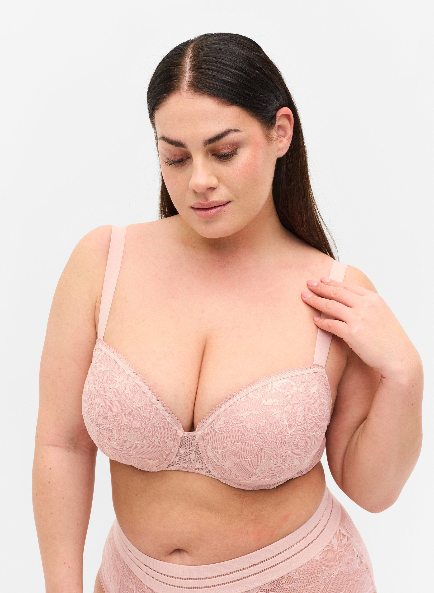 Zizzi BH mit Spitze, Pale Mauve, Model image number 0