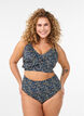 Haut de bikini &agrave; fleurs et &agrave; d&eacute;tails de jabot, Bleu p&eacute;trole, Model image number 1