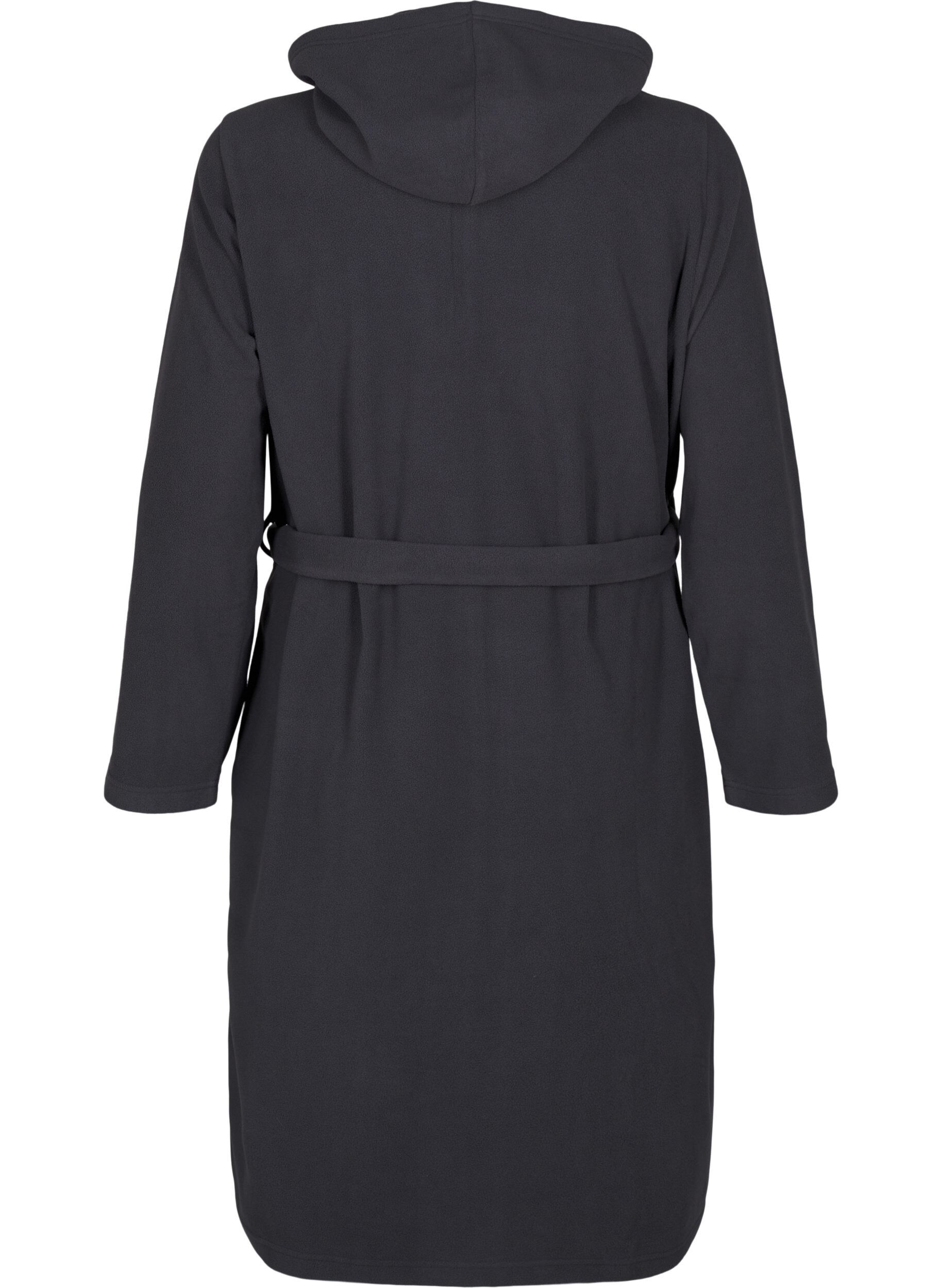 Zizzi Morgenmantel mit Rei&szlig;verschluss und Kapuze, Grau, Packshot image number 1