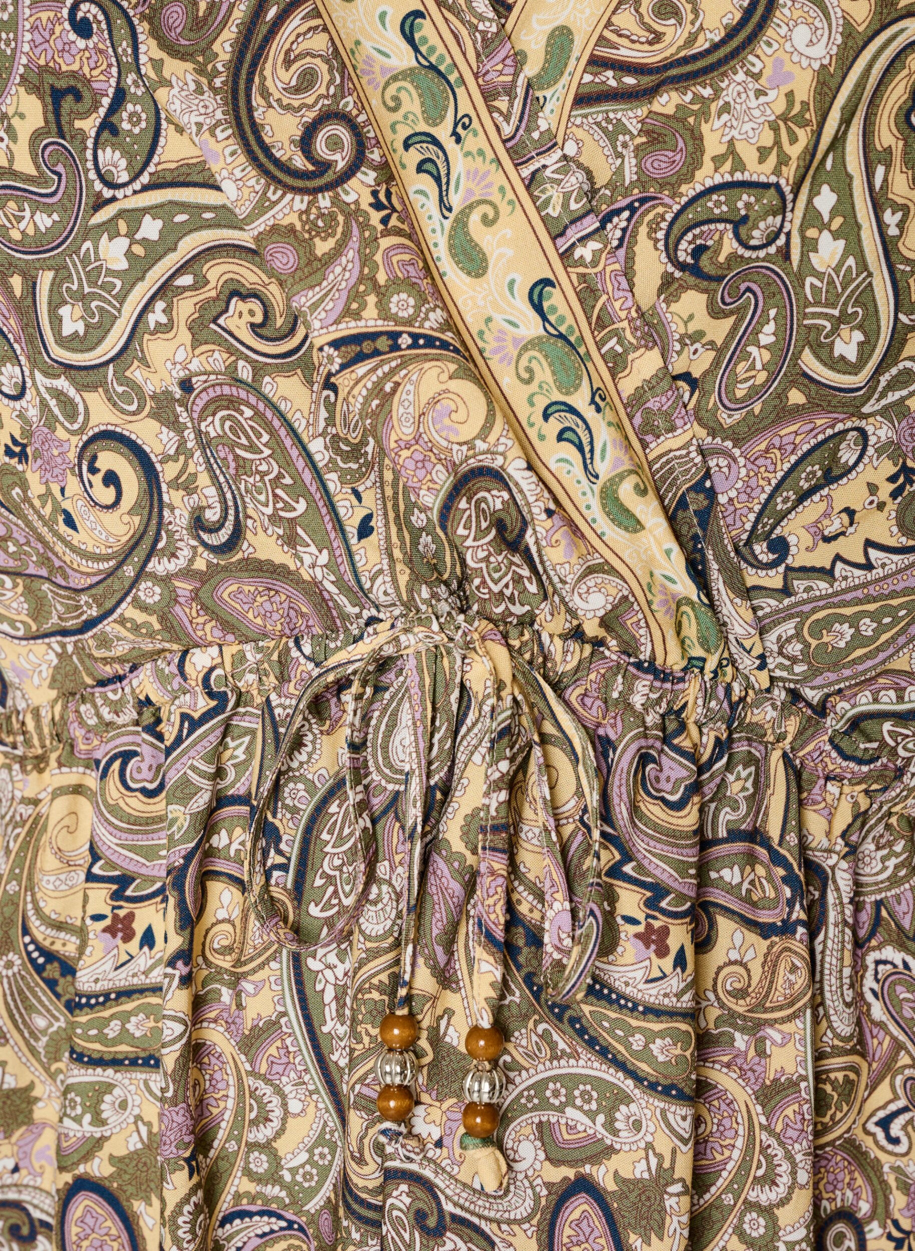 ZizziTunika aus Viskose mit Paisley-Print und Bindeband, Gelb, Packshot image number 2