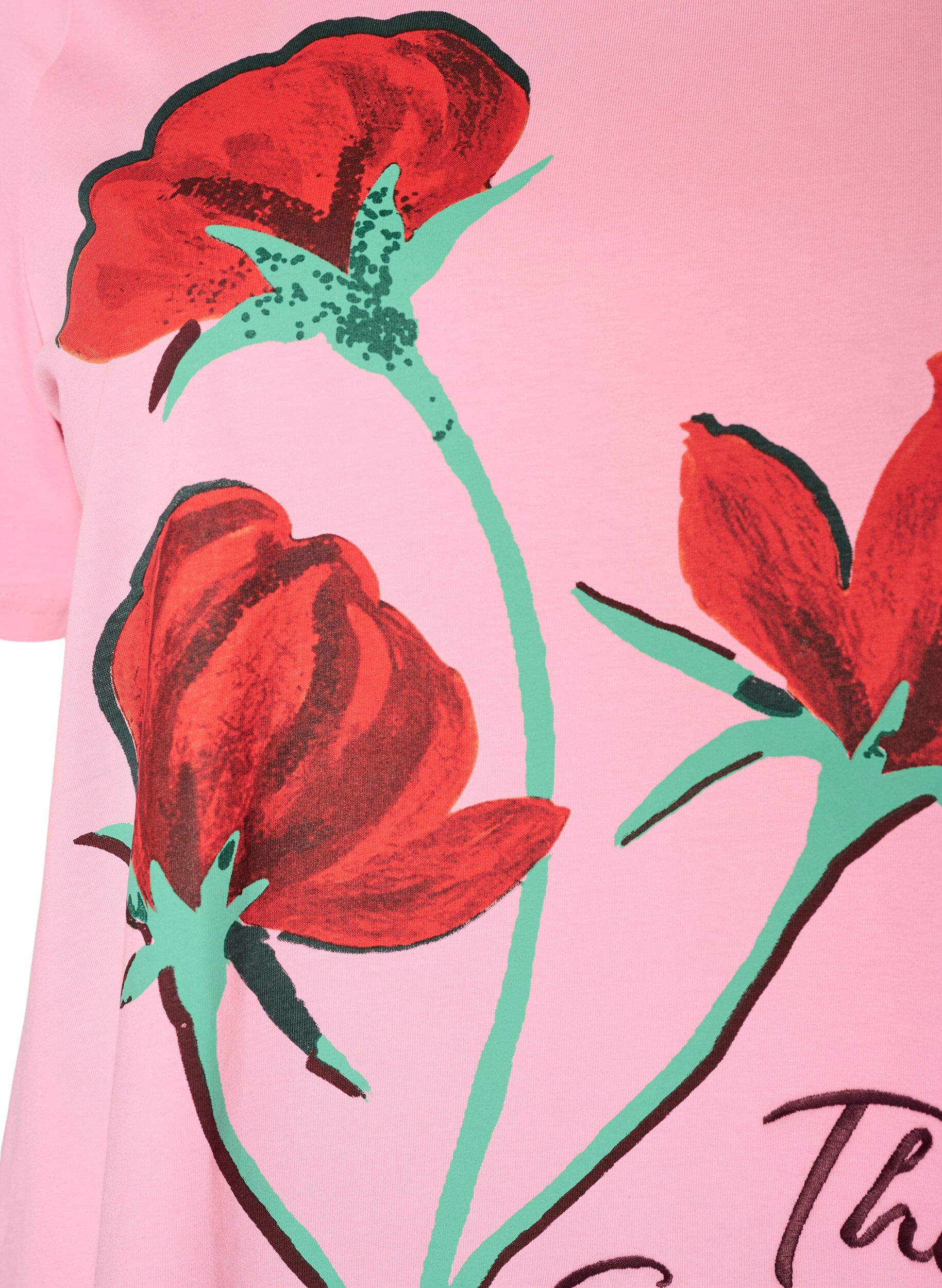 ZizziT-Shirt aus Baumwolle mit Frontprint, Pink, Packshot image number 2