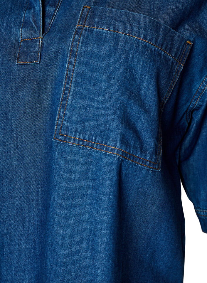 Jeansbluse mit Brusttasche und ellenbogenlangen &Auml;rmeln, Blau, Packshot image number 2