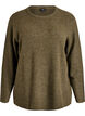 Melierte Strickbluse mit Rundhalsausschnitt, Gr&uuml;n, Packshot image number 0