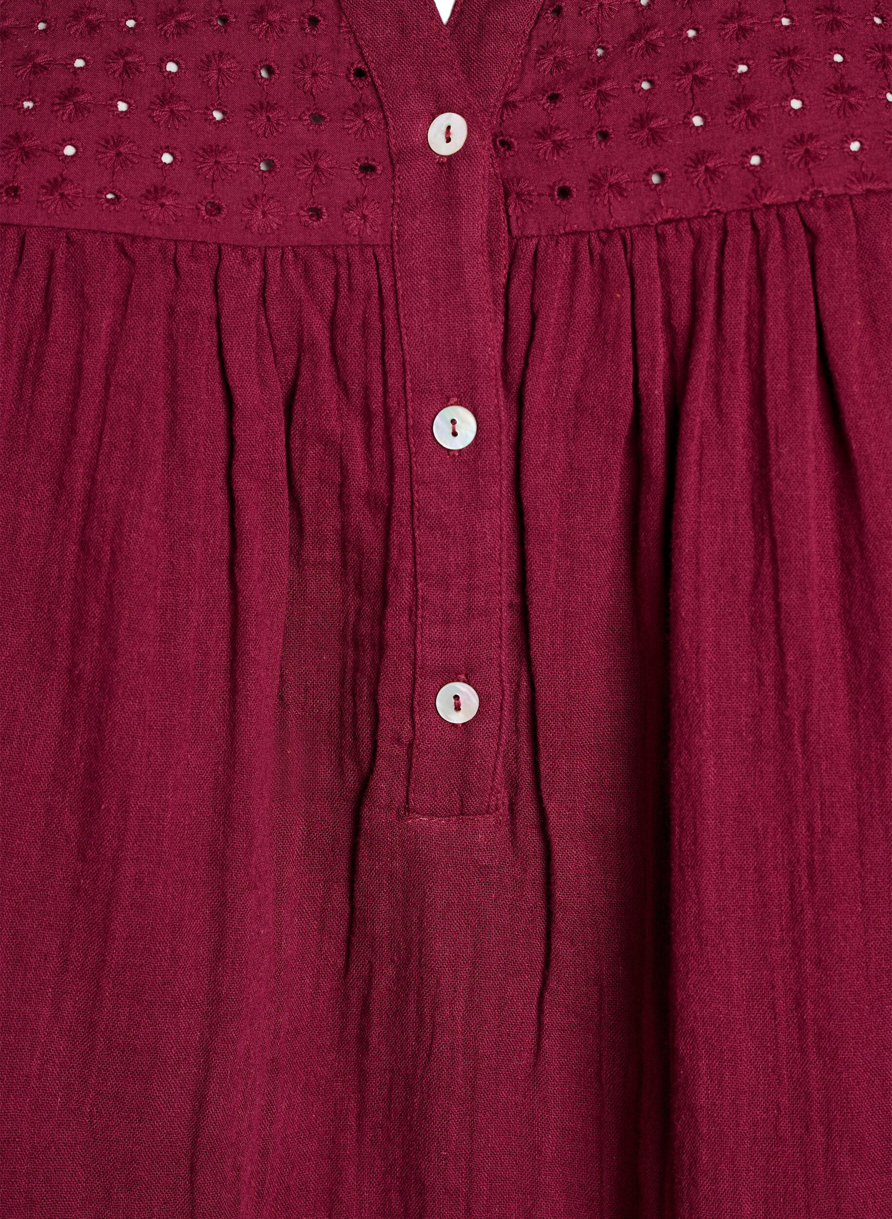 Zizzi Blouse en mousseline de coton avec broderie anglaise, Bordeaux fonc&eacute;, Packshot image number 2