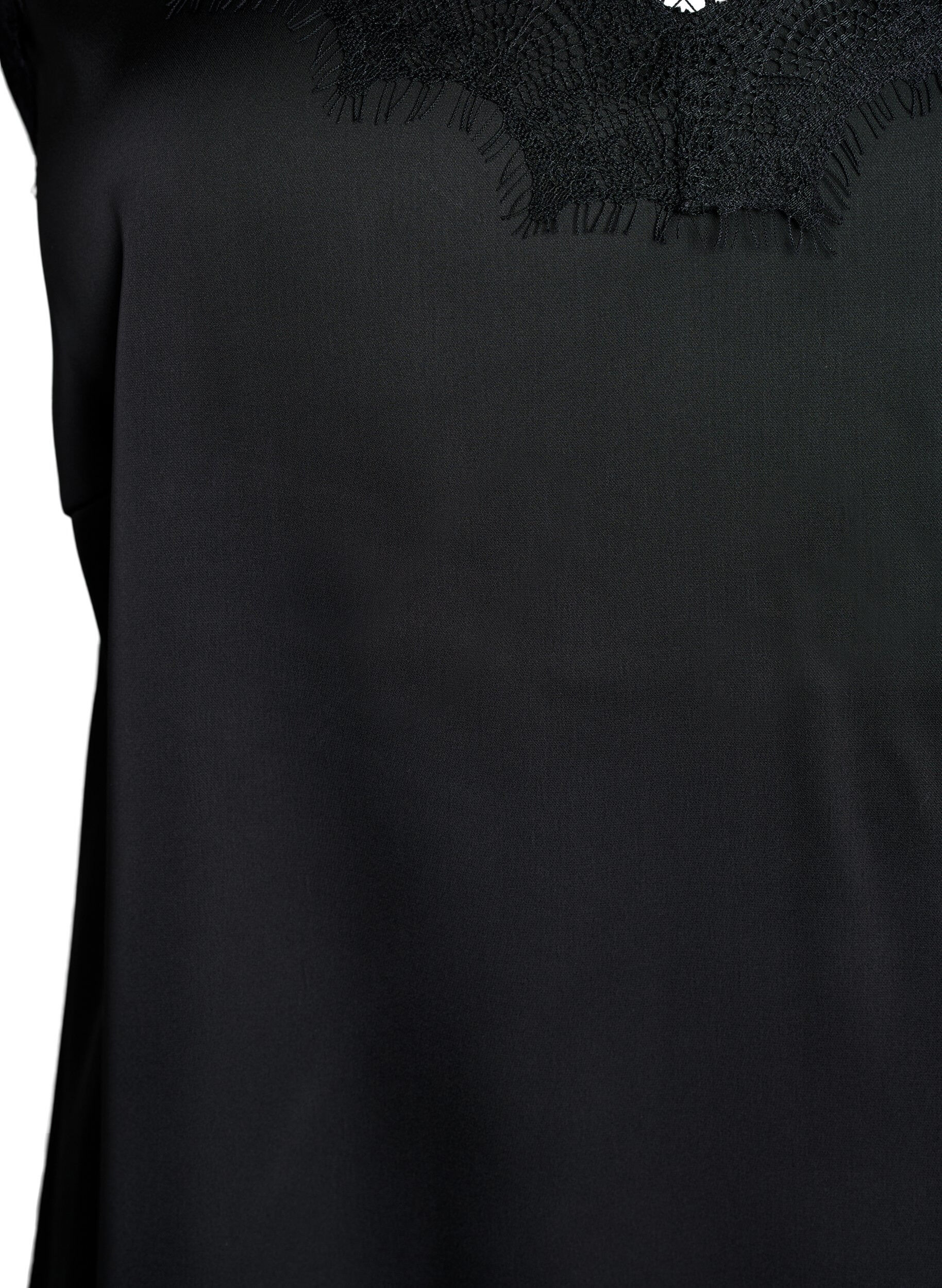 Zizzi Top &agrave; bretelles en satin avec dentelle, Noir, Packshot image number 2