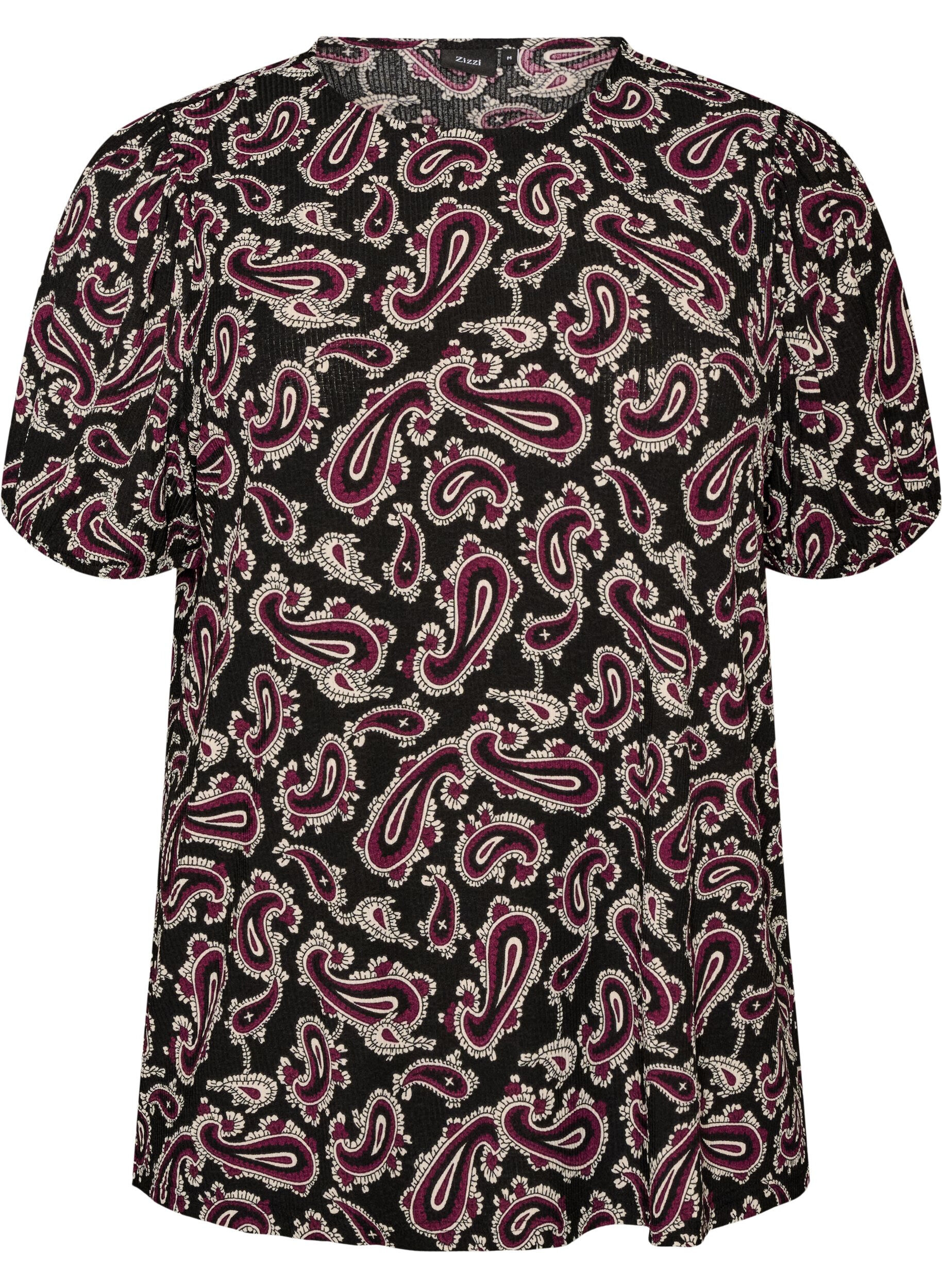 ZizziBlouse imprim&eacute; cachemire &agrave; manches longues, Bordeaux fonc&eacute;, Packshot image number 0