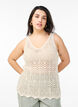 Haut sans manches en tricot avec col en V, Beige, Model image number 0