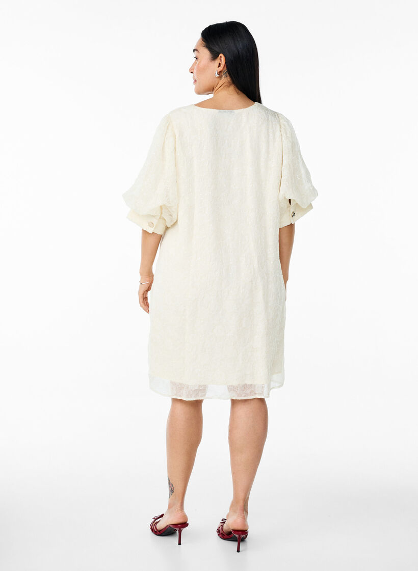 Robe de soirée courte à paillettes, Vanille, Model image number 2