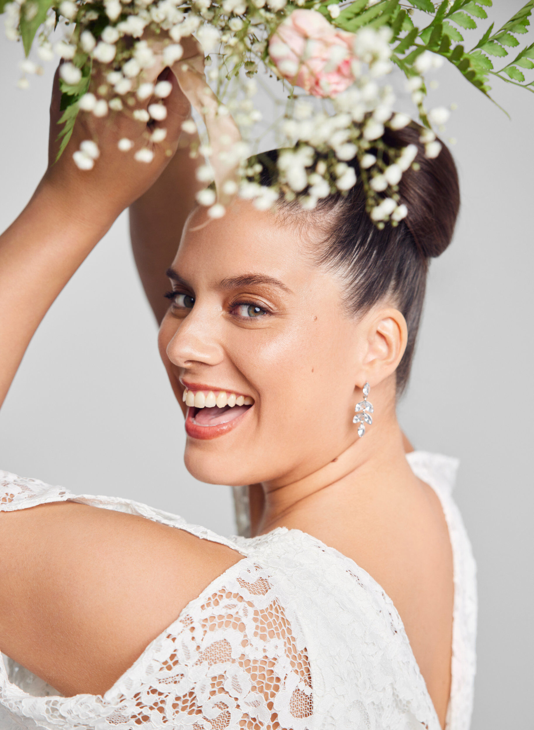 Zizzi Brautkleid mit Spitze und Schlitz, Star White, Image image number 1