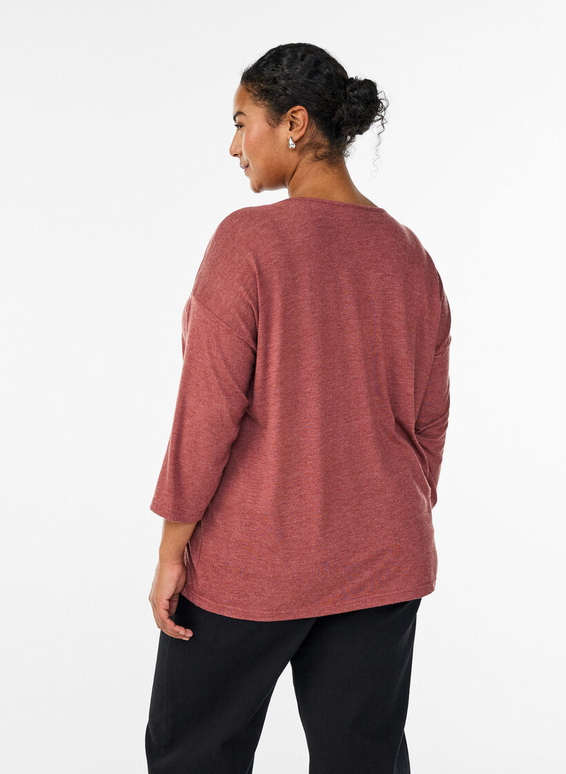 Blouse en jersey avec manches 3/4, Bordeaux, Model image number 2