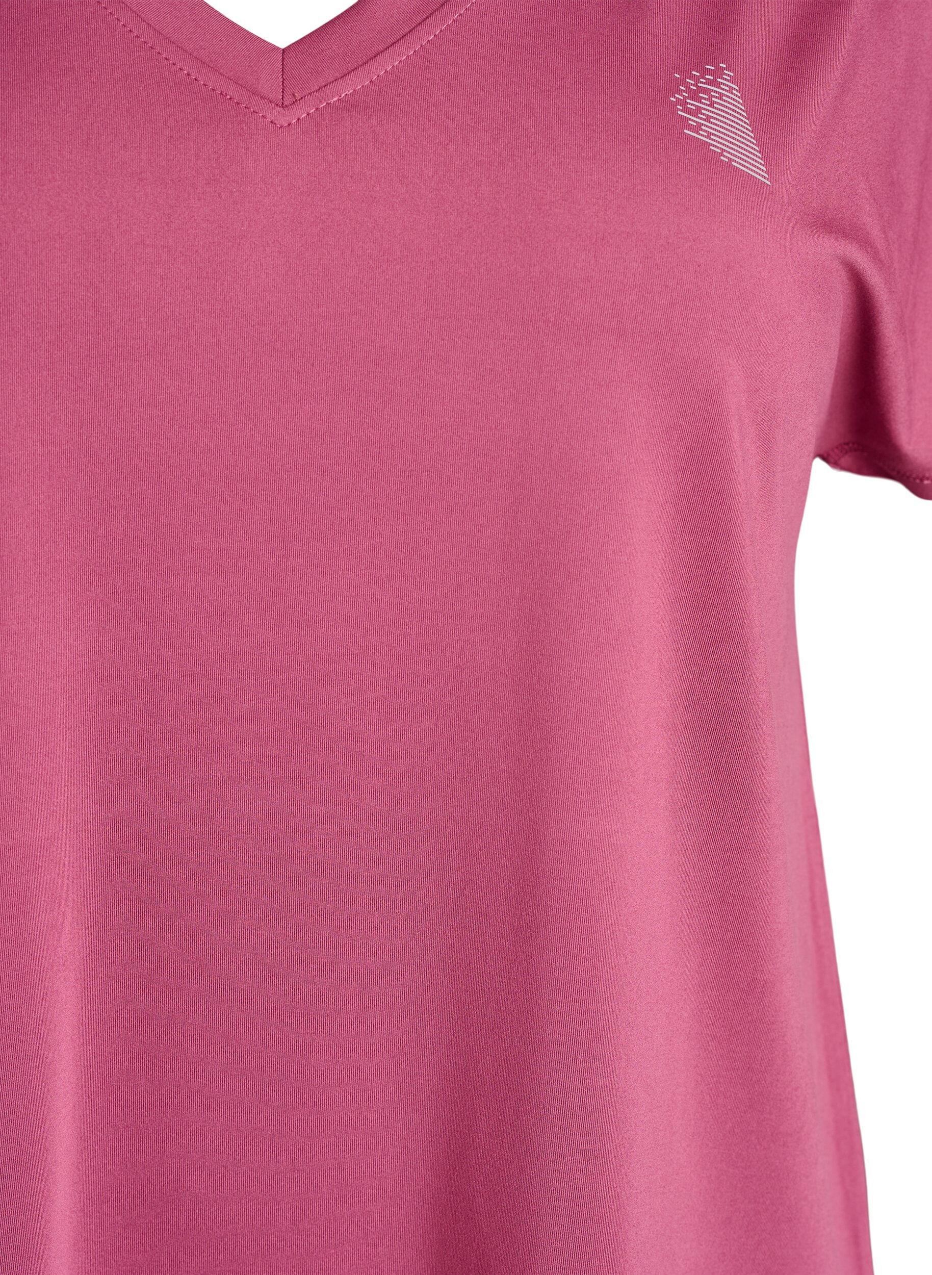 ZizziLockeres Trainings-T-Shirt mit V-Ausschnitt, Rot, Packshot image number 2