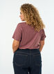 T-shirt en coton avec imprim&eacute; sur le devant et col en V, Rose poudr&eacute;e, Model image number 2