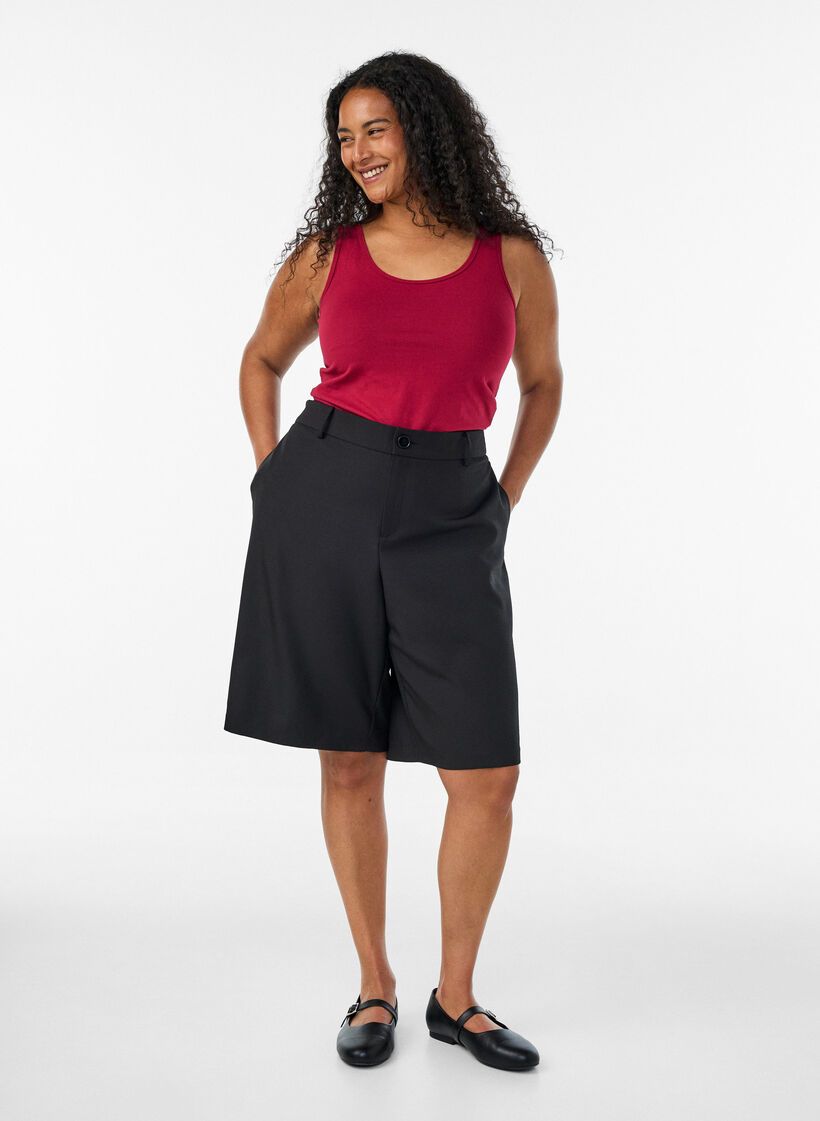 Haut Basic uni en coton, Bordeaux, Model image number 1