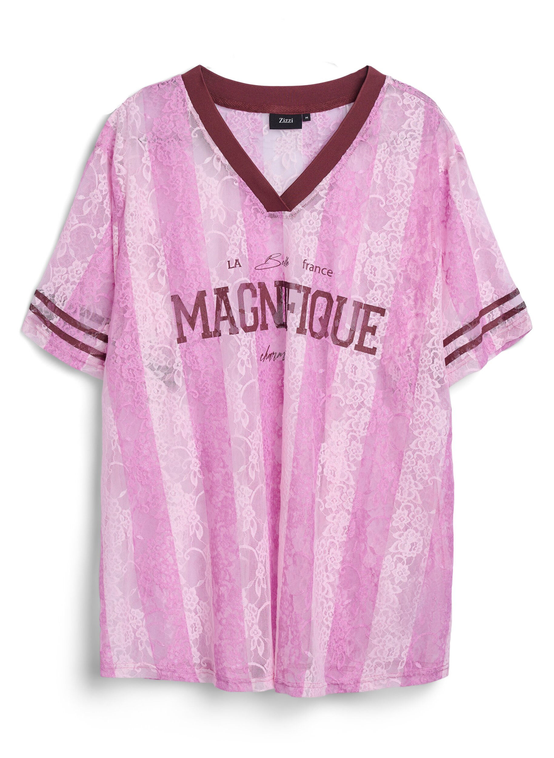 Bluse mit Spitzendetails und Statement-Print