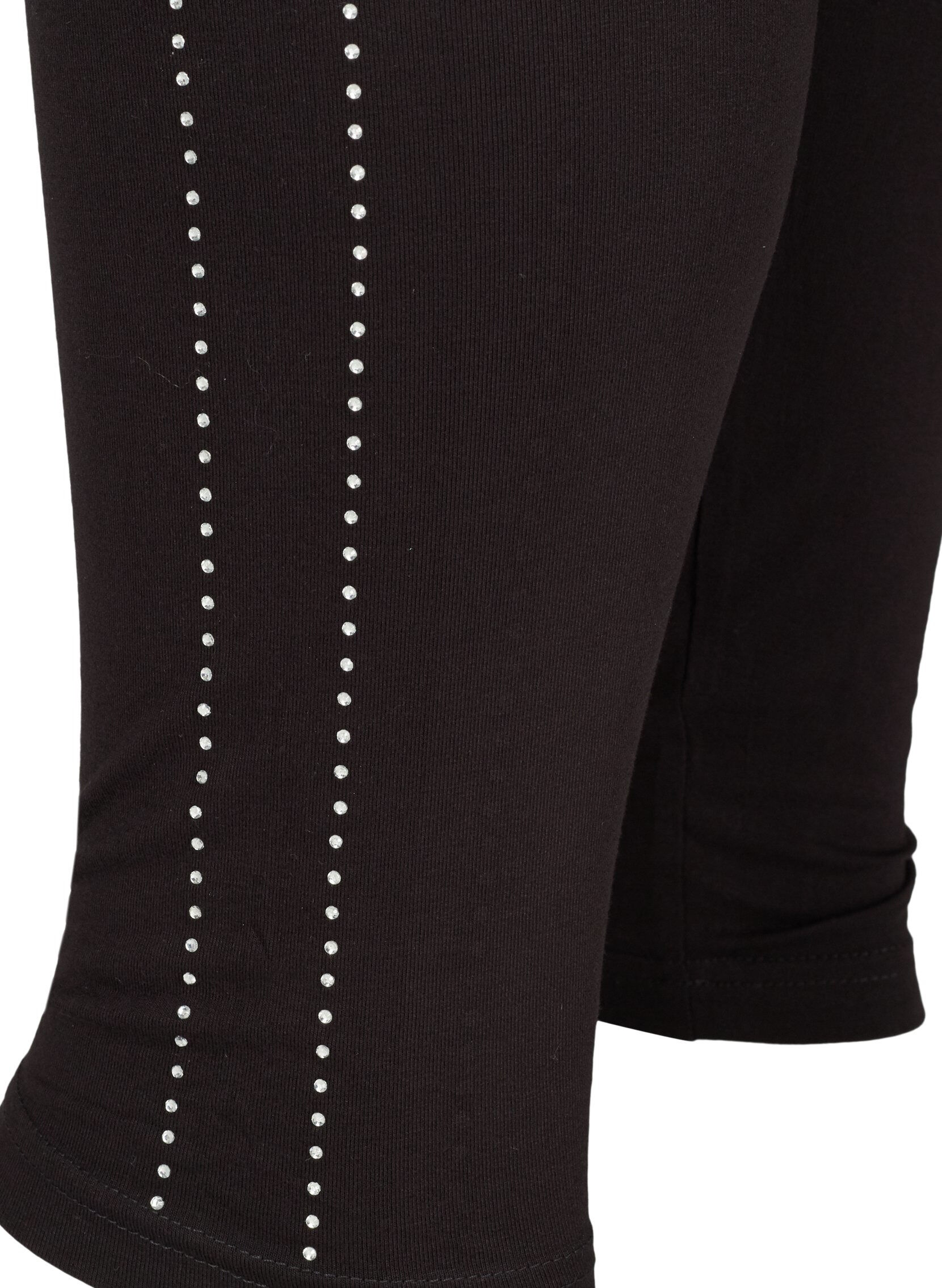 Zizzi Leggings en viscose avec strass sur le c&ocirc;t&eacute;, Black, Packshot image number 3