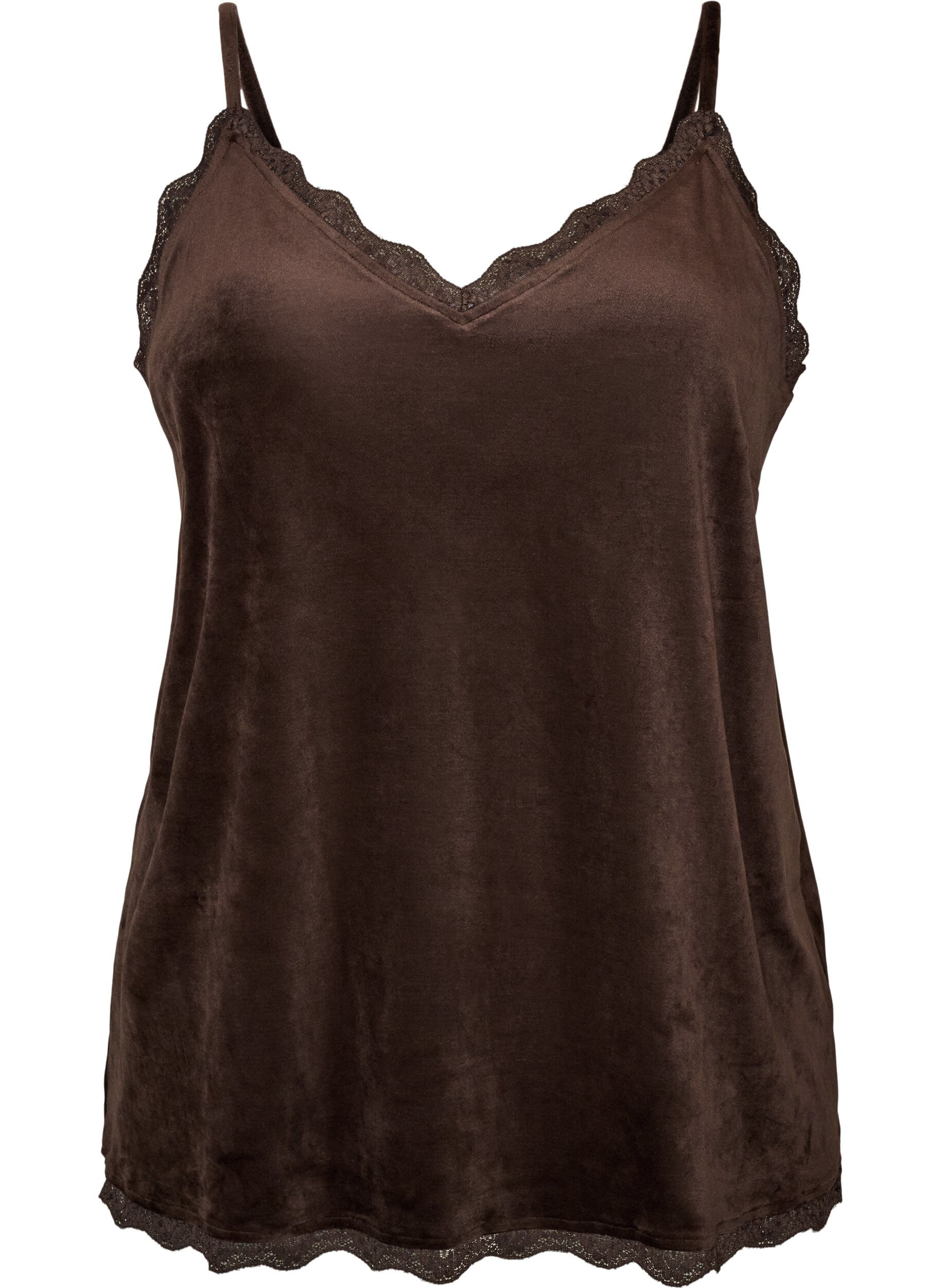 Top en velours avec bordure en dentelle