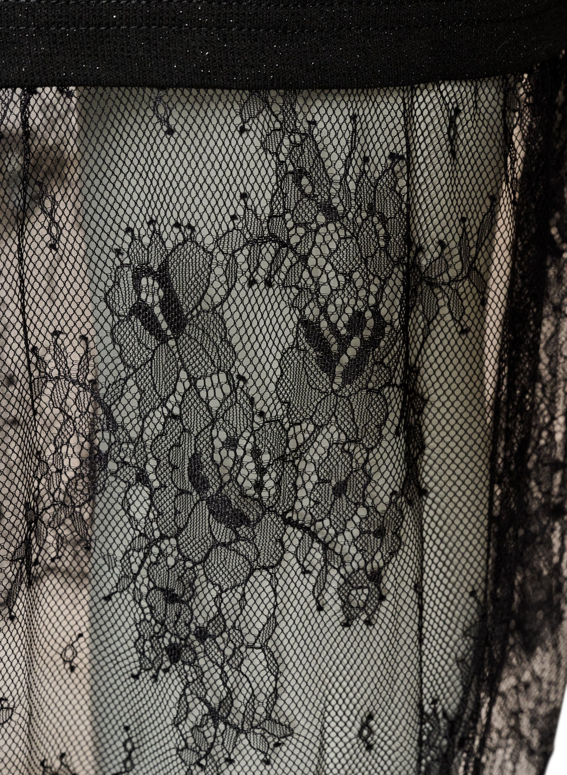 ZizziRobe en jersey avec paillettes et finitions en dentelle, Noir, Packshot image number 3