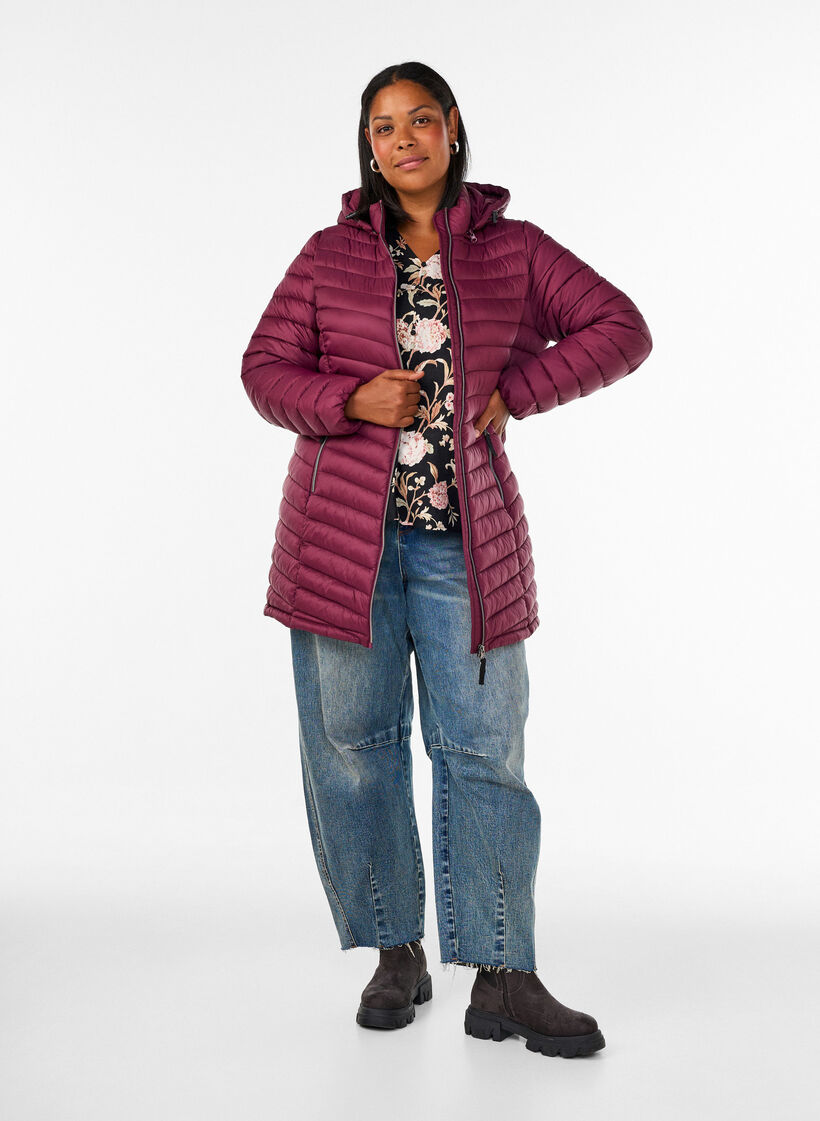 Leichte Jacke mit Taschen und abnehmbarer Kapuze, Rot, Model image number 1