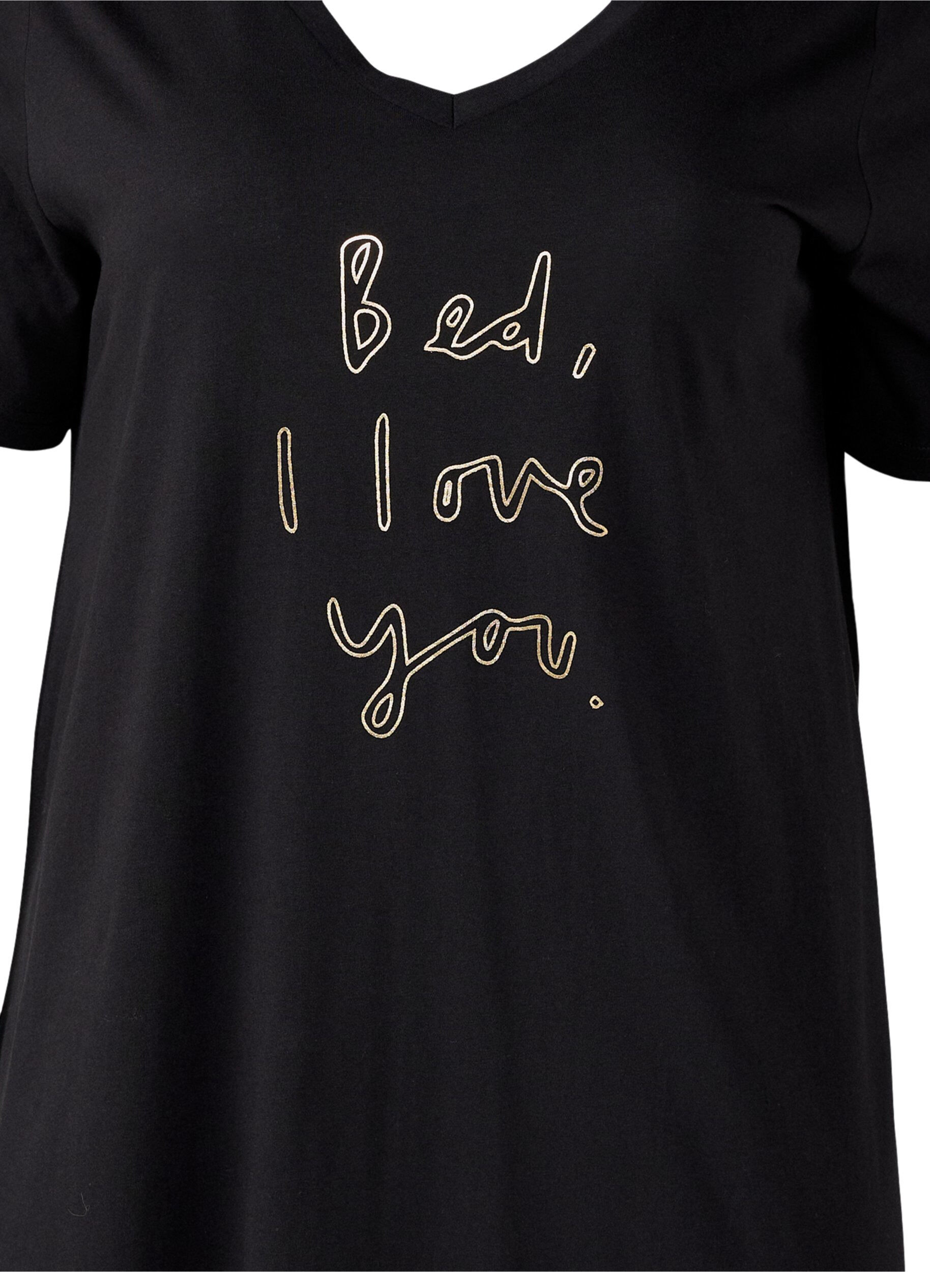 Zizzi Nachthemd aus Bio-Baumwolle mit V-Ausschnitt, , Packshot image number 2