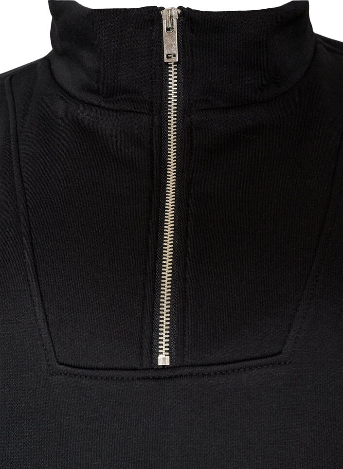 Sweatshirt mit hohem Kragen und Rei&szlig;verschluss, Schwarz, Packshot image number 2