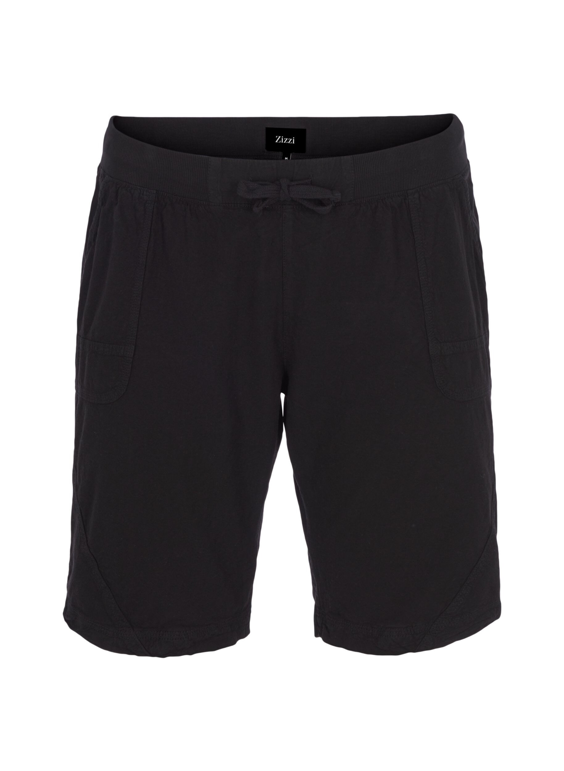 Zizzi Short en coton ample avec poches, Noir, Packshot image number 0