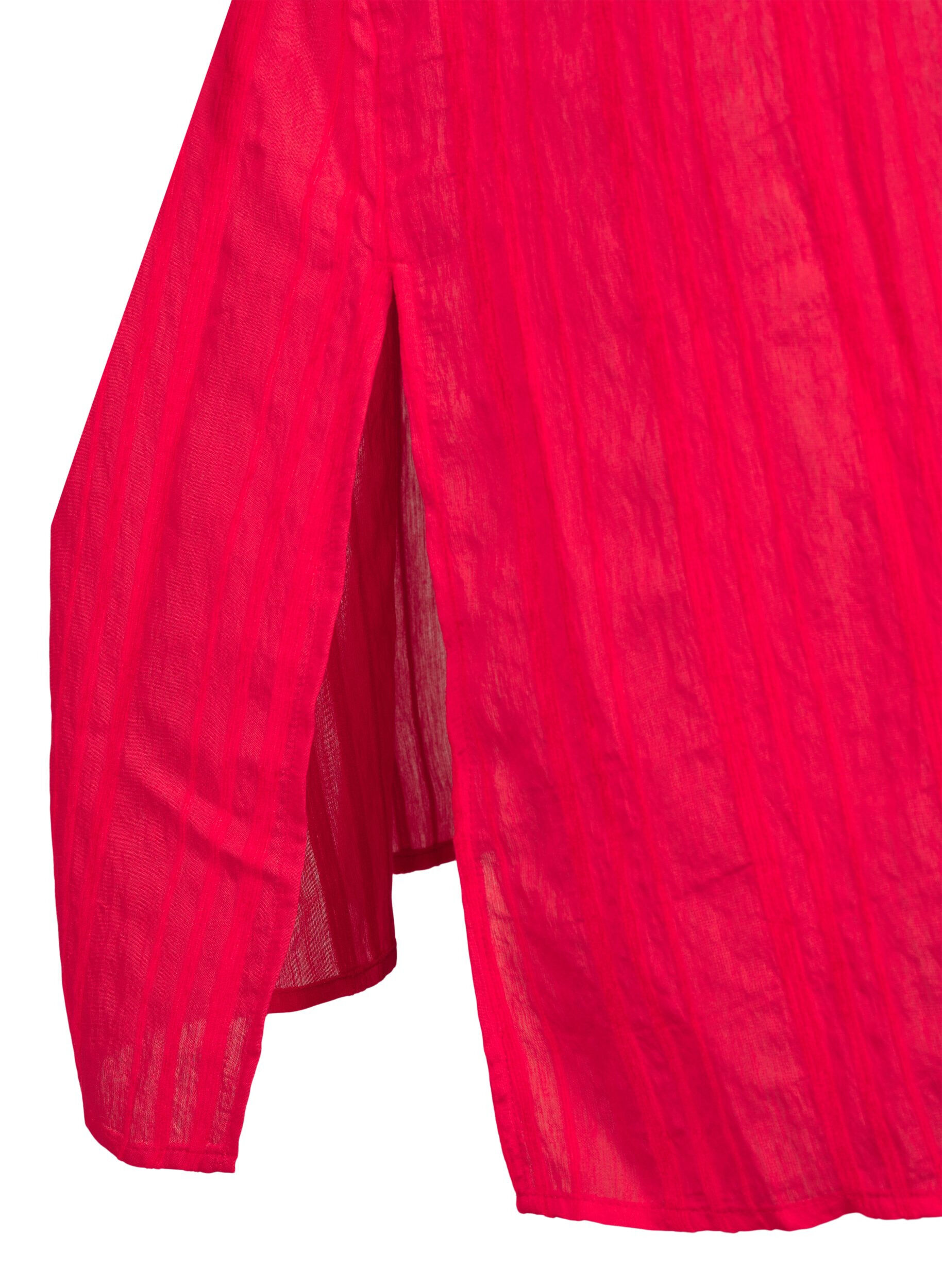 Zizzi Caftan de plage avec col et fermeture &agrave; bouton, Rouge, Packshot image number 3