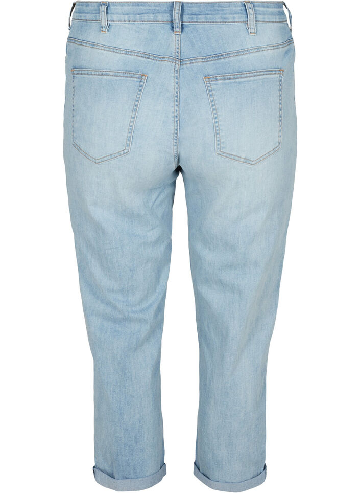 Jean 7/8 retrouss&eacute; et taille haute, Bleu Clair, Packshot image number 1