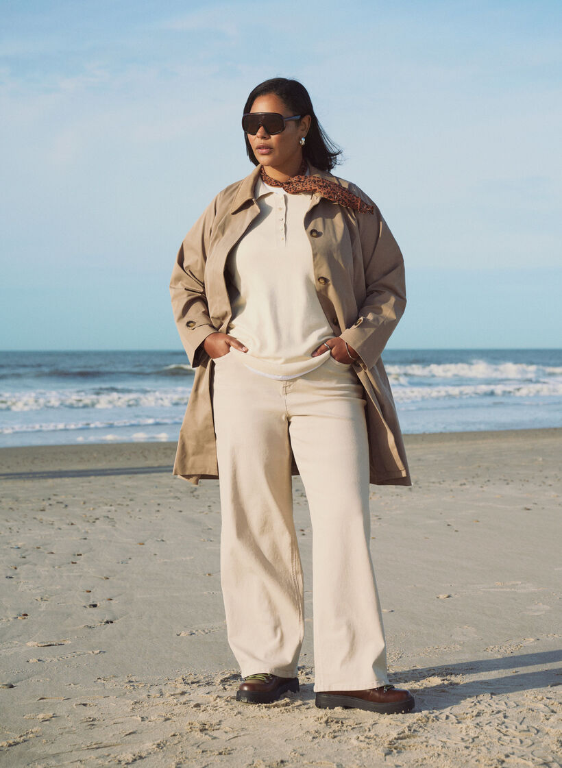 Fr&uuml;hlingsjacke mit Kragen aus Wildlederimitat und verdeckter Knopfleiste, Beige, Image image number 0