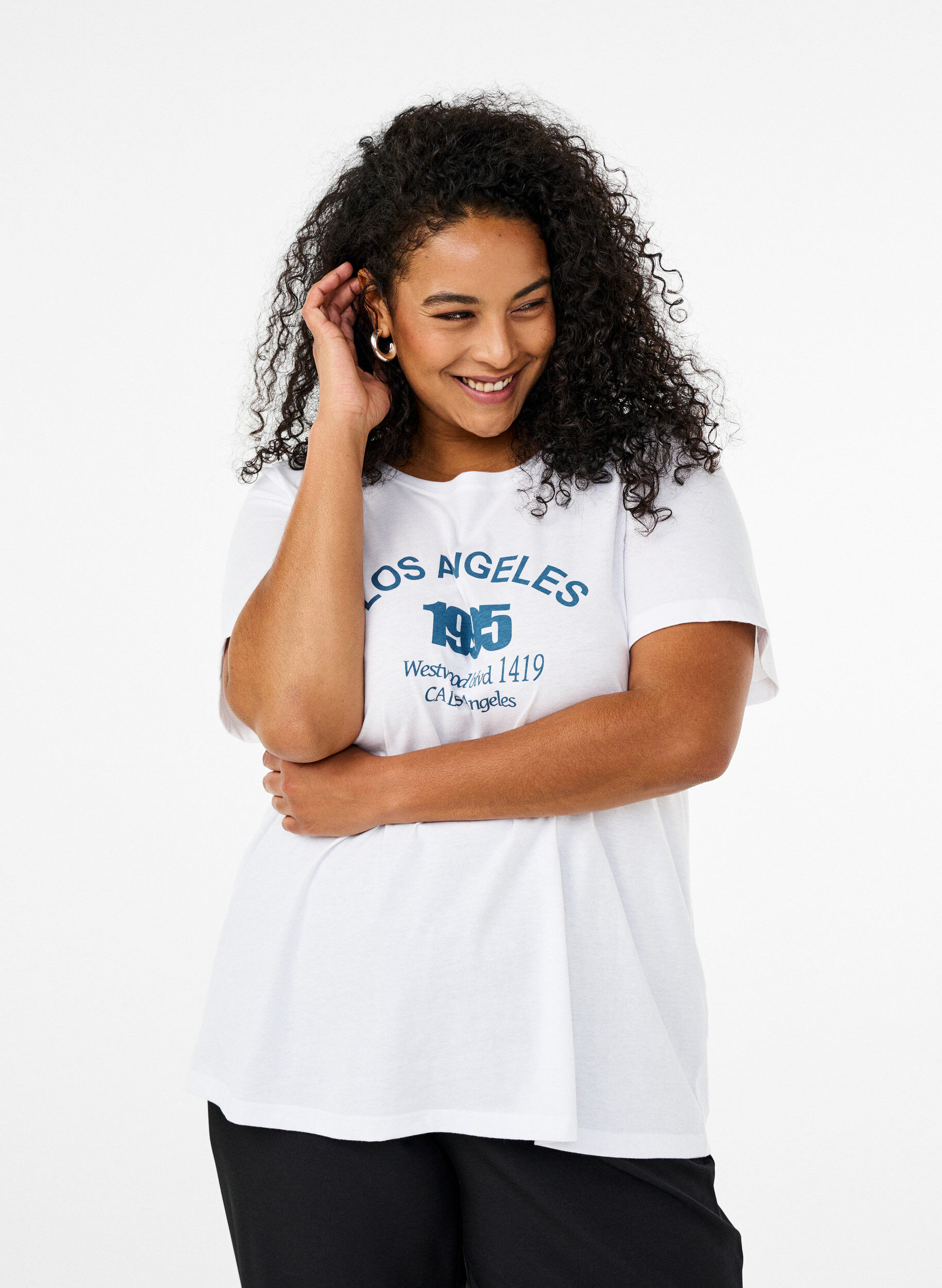 Zizzi FLASH - T-shirt avec motif, Blanc, Model image number 0