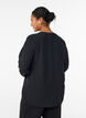 Blouse avec poignets smock&eacute;s et col en V, Noir, Model image number 2