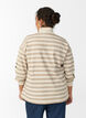 Sweatshirt à rayures avec col montant et zip, Beige, Model image number 2