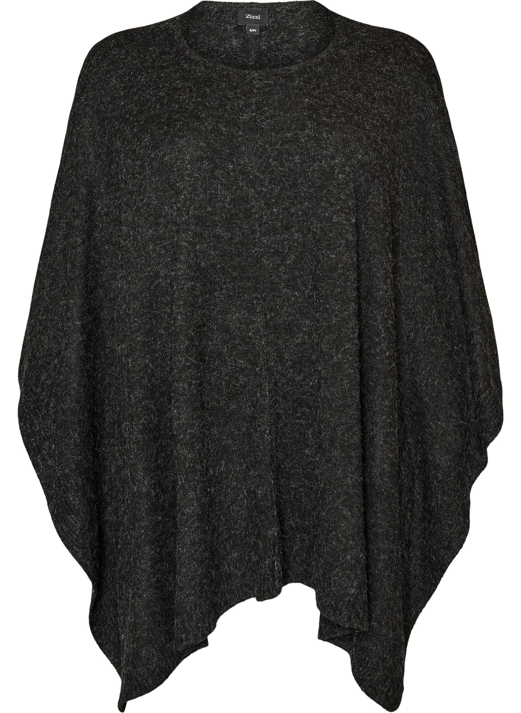 Strickponcho mit Rundhalsausschnitt